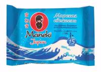 Салфетки влажные антибактериальные Maneki, с ароматом Морская свежесть, 15 шт